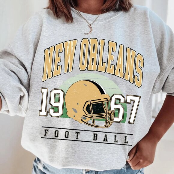 Vintage New Orleans Logo Football Sweatshirt, New Orleans Saints NFL Shirt Tee - Picture 1 of 2